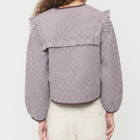 Loeffler Randall Brown and White Checkered Blazer with Brown Trim - Picture 4 of 10